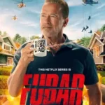 Meilleur fournisseur d'abonnement IPTV abordable et moins cher. Affiche officielle Netflix de « FUBAR » mettant en vedette Arnold Schwarzenegger tenant une tasse « Meilleur papa du monde » avec des hélicoptères et des explosions en arrière-plan